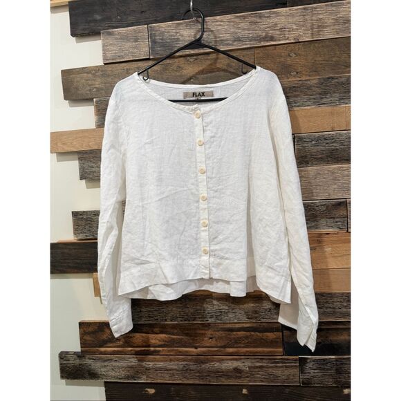 Flax NWOT linen button front shirt white relaxed fit size S small - Picture 2 of 7